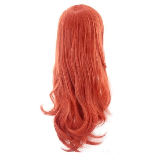BERON Orange Womens Wig Long Curly Hair Wig for Girls Dark Orange Heat Resistant Synthetic Wigs for Cosplay Constume Party Wig - Image 4