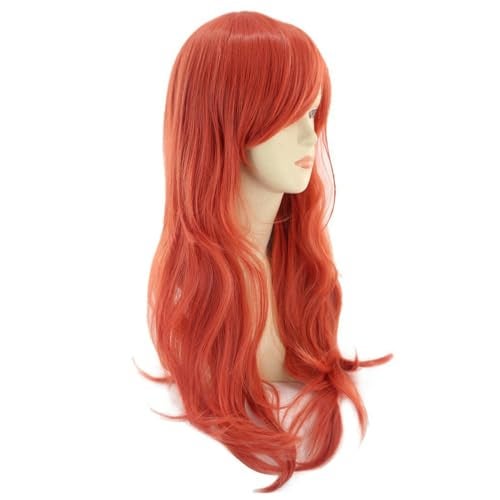 BERON Orange Womens Wig Long Curly Hair Wig for Girls Dark Orange Heat Resistant Synthetic Wigs for Cosplay Constume Party Wig - Image 2