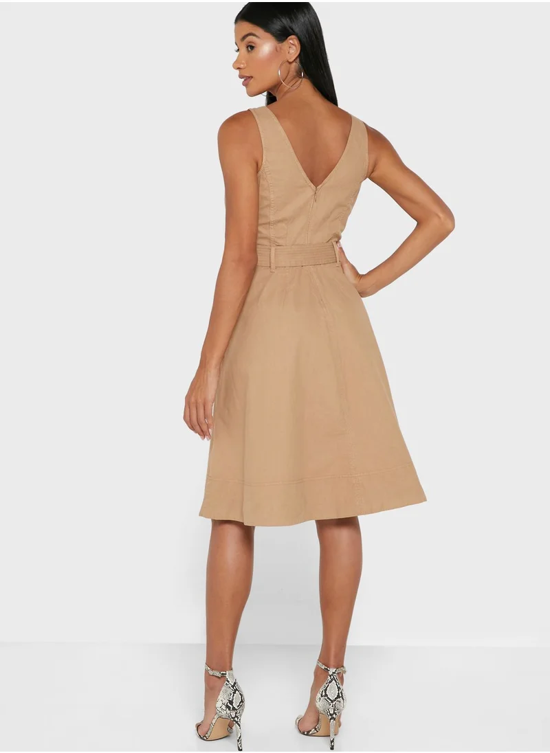 BANANA REPUBLIC V-Neck Belted Dress