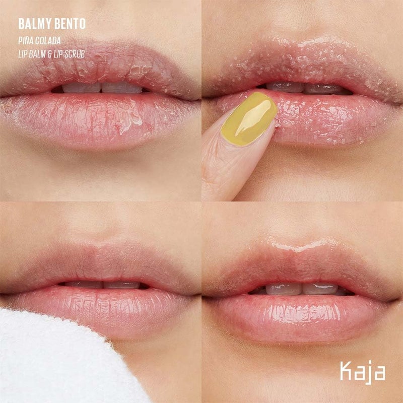 KAJA Lip Balm - Balmy Bento | Scrub, with Coconut Oil, Clear Finish Treatment, Moisturize, Exfoliate, Smoothes Butter Lips Care, Compact Travel Size, PiÃ±a Colada, Korean Beauty, 0.4 Oz - Image 3