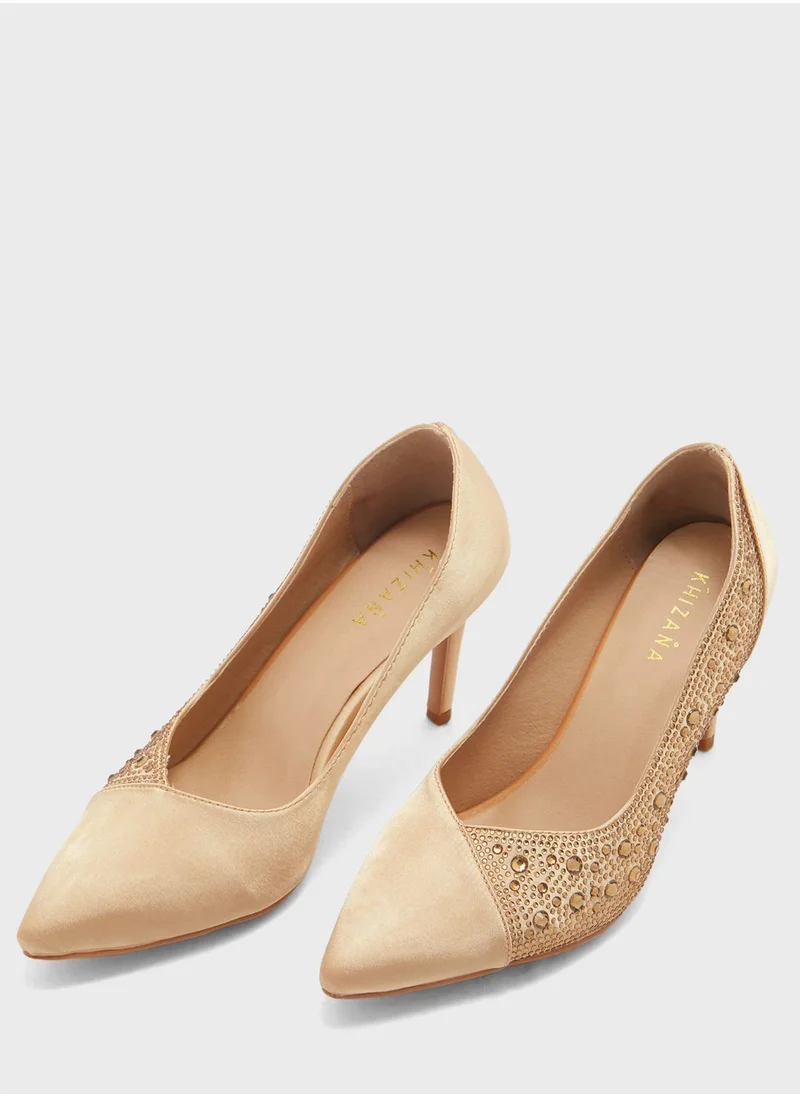 Khizana Diamante Colour Block Pointed Pump