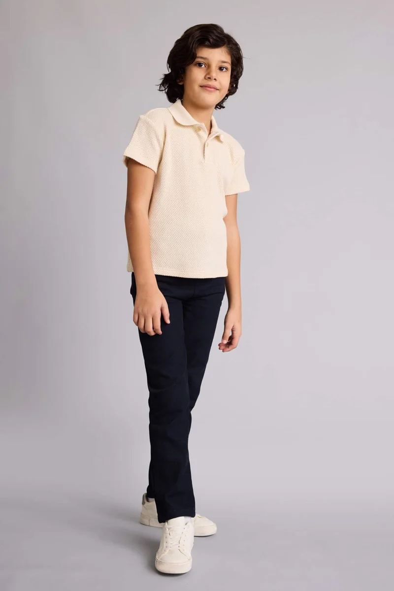 ديفاكتو Baby Boy Polo T-shirt and Gabardine Pants 2 Piece Set