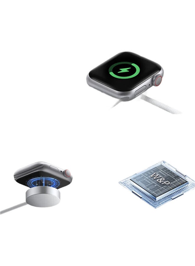 WP [Usa] Magnetic Fast Charging Cable For Apple Watch, Compatible With Apple Watch Ultra 2/S10/9/8/7, 5W Fast Charging [Braided Version], Type-C Port - Image 1