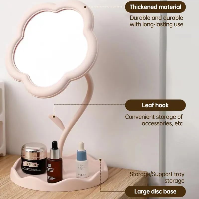 BIYALI Flower Makeup Mirror Portable TouchUp Mirror for Womens Dresser Desktop Makeup Mirror for Student Dormitory Cute Flower Design 1Pcs Multicolor - Image 4