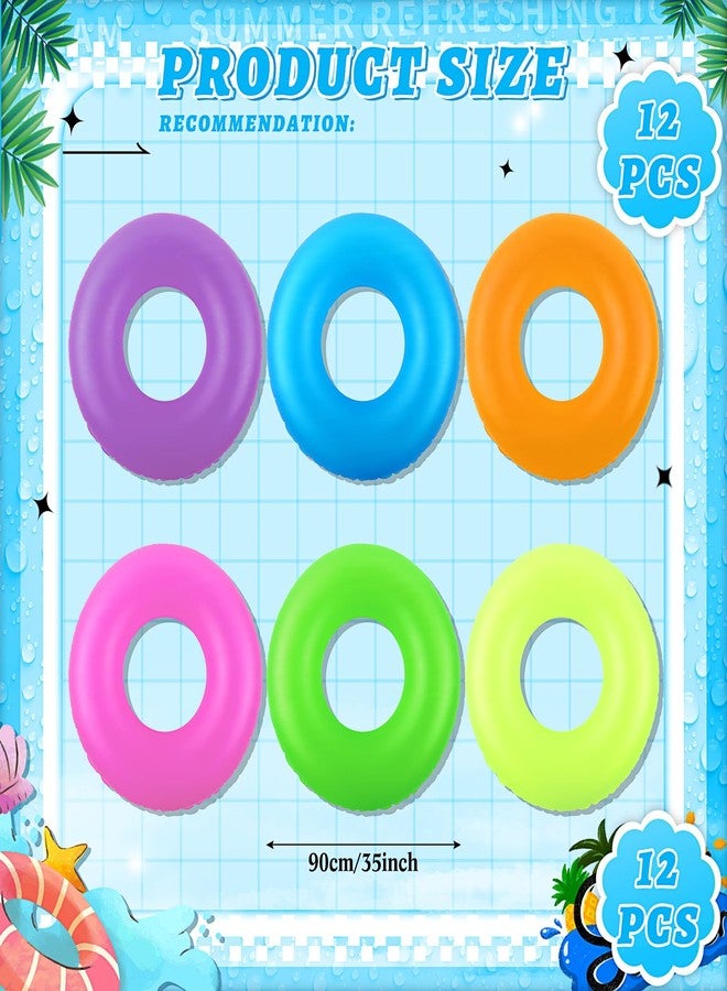 Civaner عوامات سباحة قابلة للنفخ من سيفانر 12 قطعة، 35 بوصة أنابيب سباحة نيون للبالغين، عوامات حلقية للبرك بكميات كبيرة للشاطئ، الصيف، العطلات، زينة حفلات العزوبية - Image 2