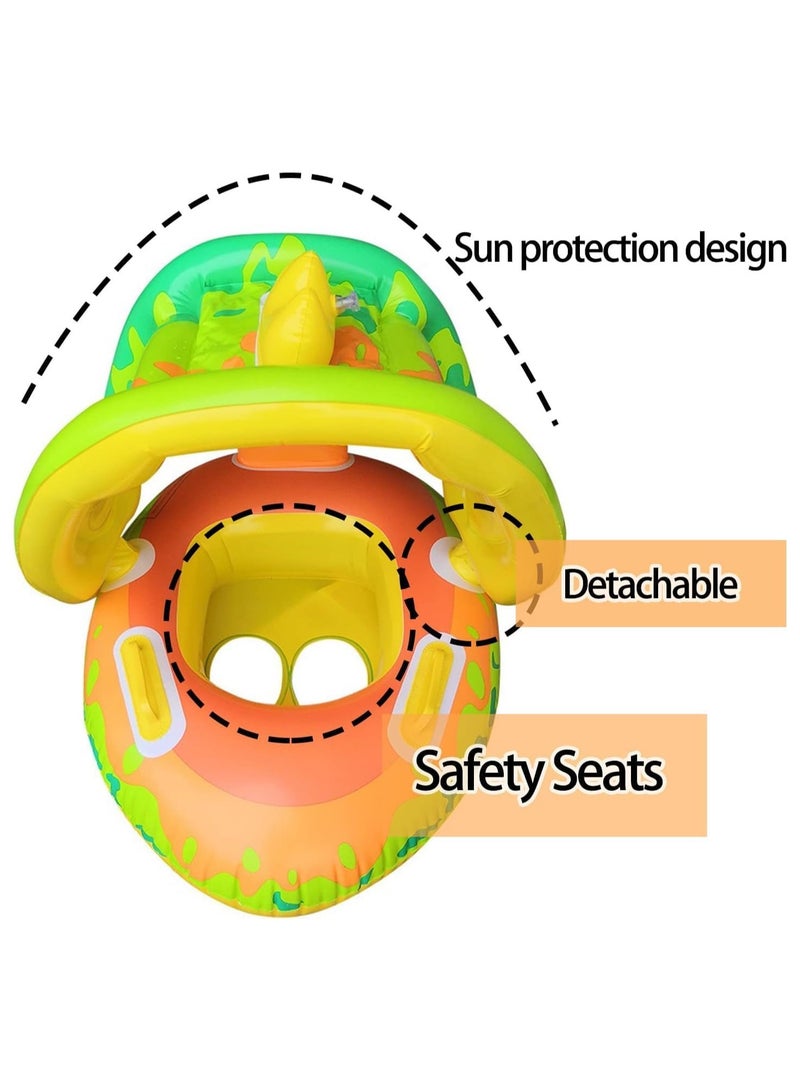 TOMSHOO Baby Pool Float with Canopy Baby Swim Float Inflatable Swimming Ring with Adjustable Sun Protection Canopy Toddler Floaties with Seat and Handle Water Toys for Age 6-36 Months - Image 3