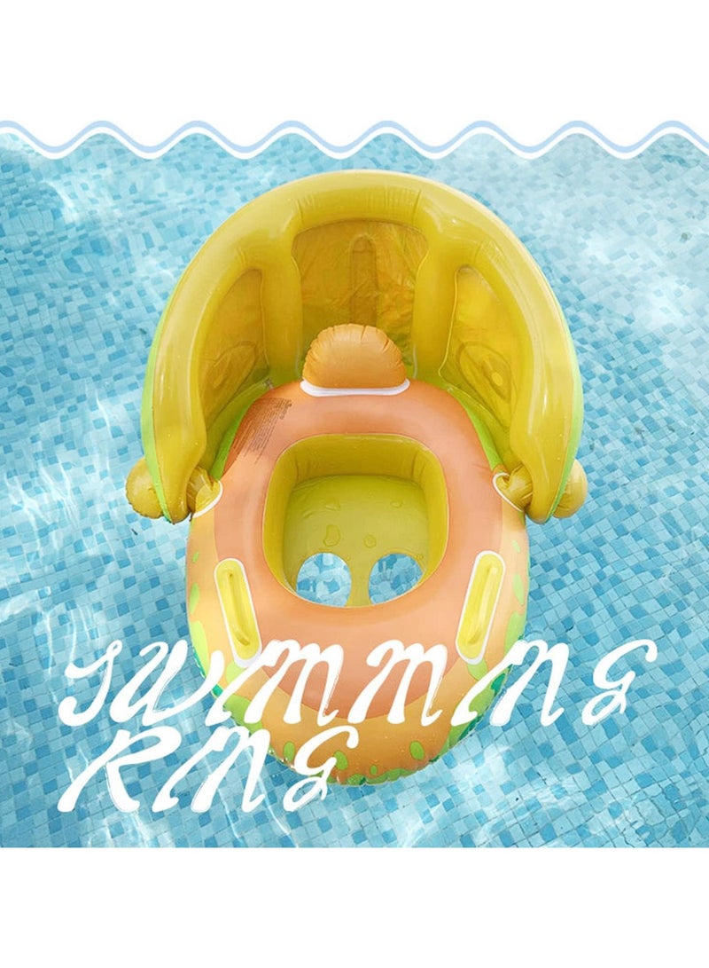 TOMSHOO Baby Pool Float with Canopy Baby Swim Float Inflatable Swimming Ring with Adjustable Sun Protection Canopy Toddler Floaties with Seat and Handle Water Toys for Age 6-36 Months - Image 5