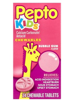Pepto Bismol Kids Pepto Chewables Bubble Gum  24 Chewable Tablets 