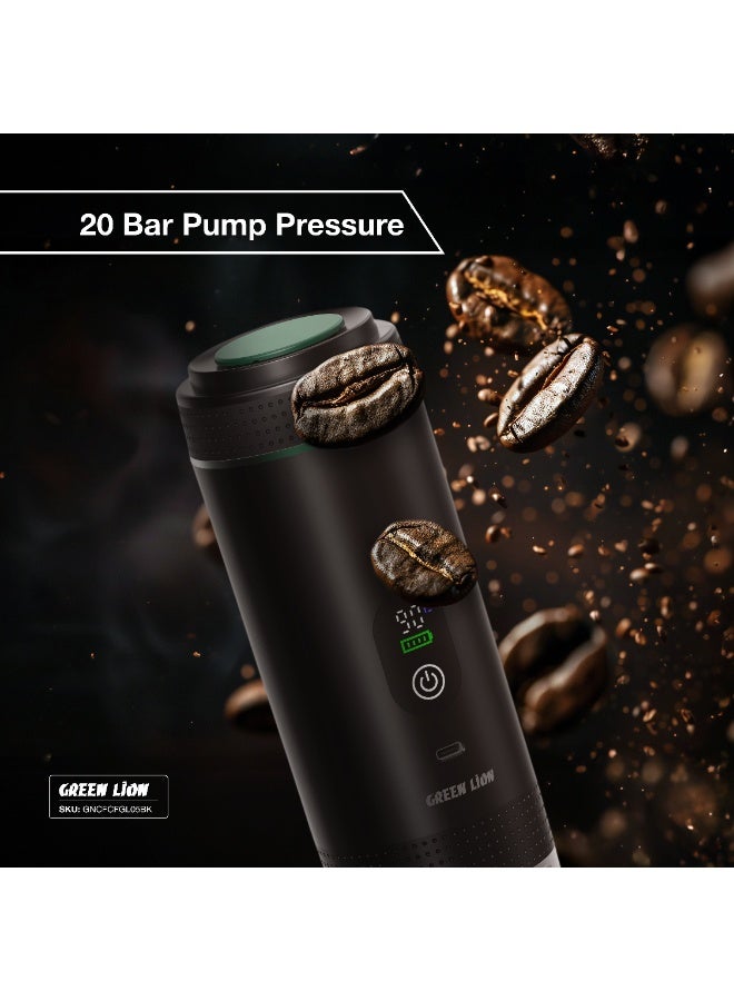GREEN LION CAFFEX Coffee Maker 72W with Hot and Cold Extraction / 150mL Cup Capacity / 20 Bar Pump Pressure / 80mL Water Tank / 70 Sec Extraction / 4-5 Min Heating Time / Type-C Charging / LED Display - Black - Image 2