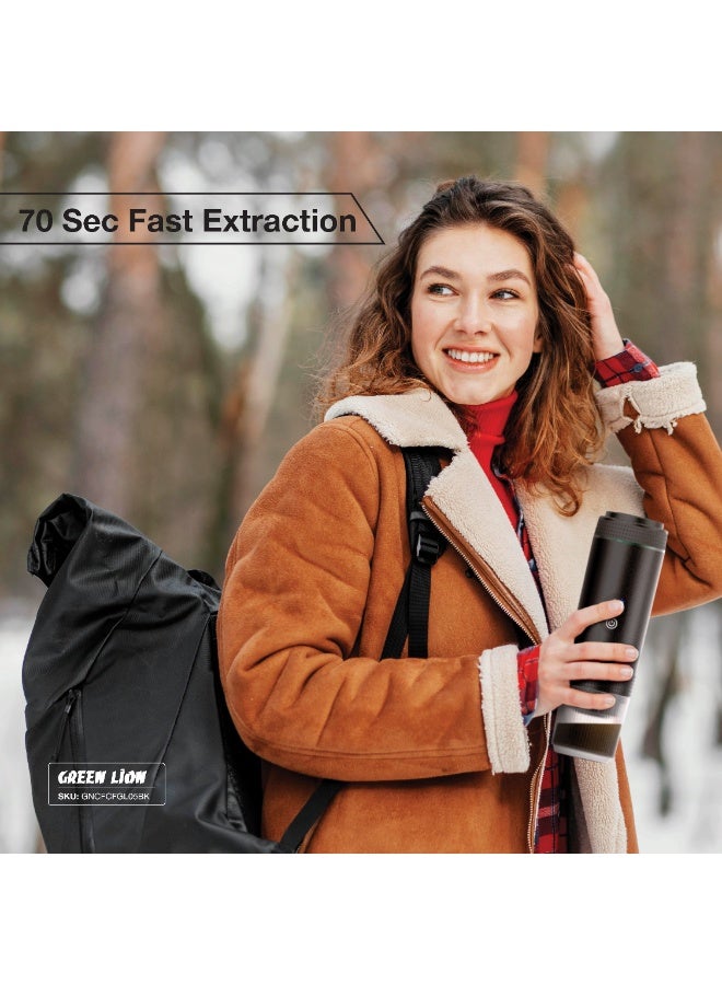 GREEN LION CAFFEX Coffee Maker 72W with Hot and Cold Extraction / 150mL Cup Capacity / 20 Bar Pump Pressure / 80mL Water Tank / 70 Sec Extraction / 4-5 Min Heating Time / Type-C Charging / LED Display - Black - Image 4