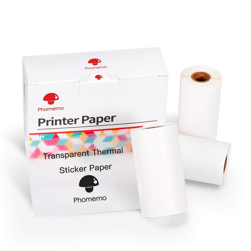 Phomemo Adhesive Transparent Thermal Paper  For Phomemo M02/M02 Pro/M02S/M03/M04S Mini Bluetooth Thermal Printer  50Mm X 3.5M  Diameter 30Mm  3 Rolls - Image 2