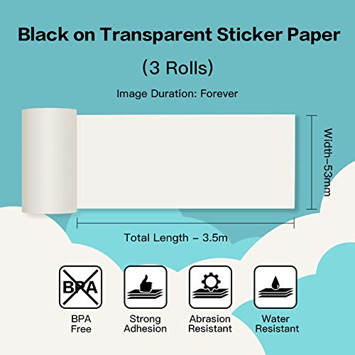 Phomemo Adhesive Transparent Thermal Paper  For Phomemo M02/M02 Pro/M02S/M03/M04S Mini Bluetooth Thermal Printer  50Mm X 3.5M  Diameter 30Mm  3 Rolls - Image 3