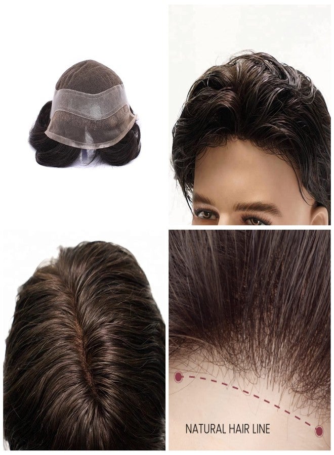 Glorious Hub® Lace Front Men’s Hair Patch | 100% Human Hair Wig with Natural Invisible Hairline | Comfortable Durable Toupee/Hair System | Attach with Tape, Clips or Glue | (Natural Black, 10x7) - Image 3