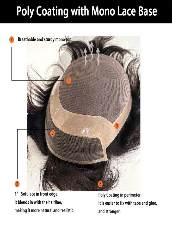 Glorious Hub® Lace Front Men’s Hair Patch | 100% Human Hair Wig with Natural Invisible Hairline | Comfortable Durable Toupee/Hair System | Attach with Tape, Clips or Glue | (Natural Black, 10x7) - Image 2