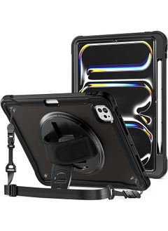 Procases Rugged Case For iPad Pro 11Inch 2024 M4 With Pencil Hold Heavy Duty Shockproof Rugged Cover With Hand Strap 360 Degree Rotatable Kickstand Protective For iPad Pro 11" 5Th Generation Black  - Image 1
