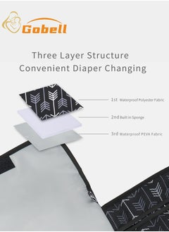 Gobell 3-layer Portable Diaper Changing Mat Hot-Sell  White Arrow Design Waterproof Diaper Changing Pad  - Image 5