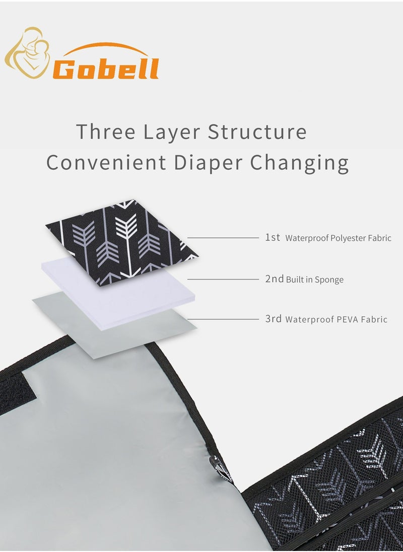 Gobell 3-layer Portable Diaper Changing Mat Hot-Sell  White Arrow Design Waterproof Diaper Changing Pad  - Image 5