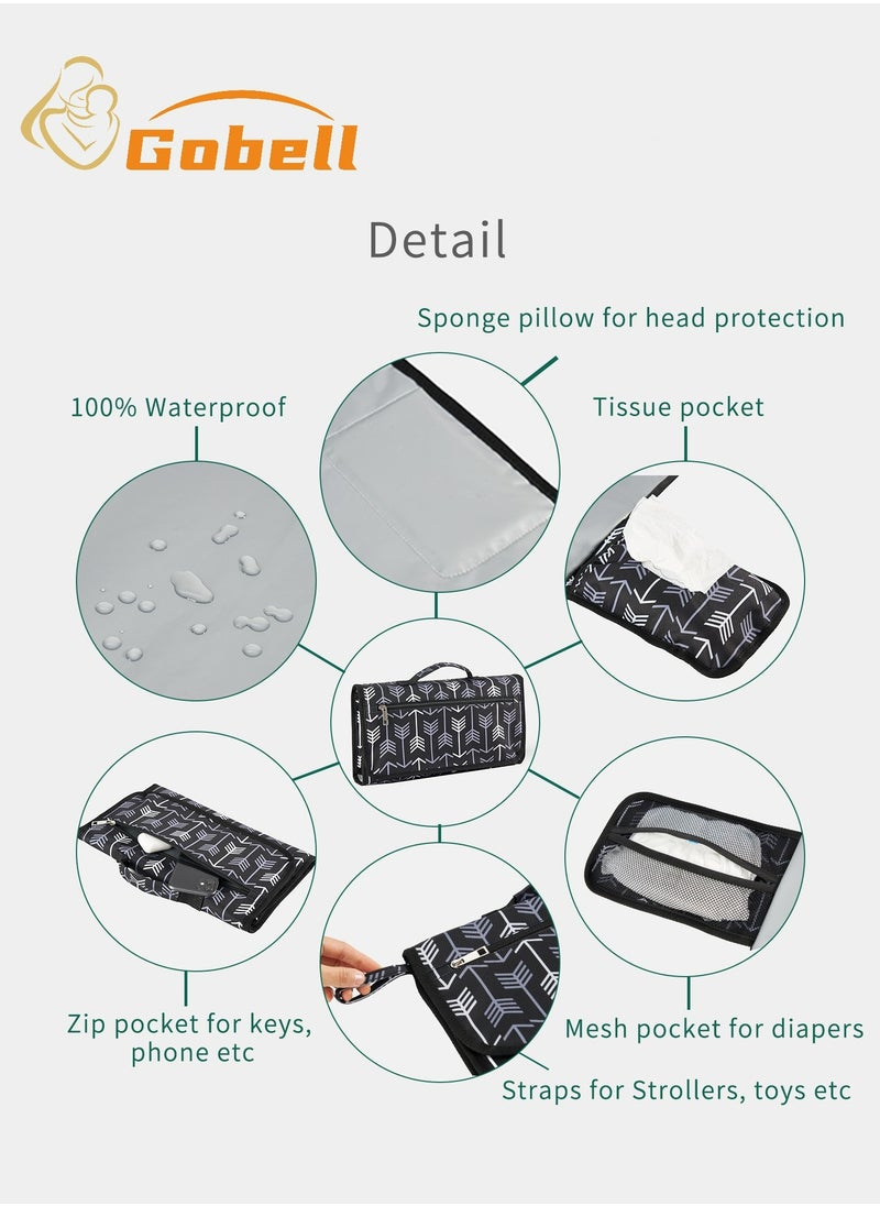 Gobell 3-layer Portable Diaper Changing Mat Hot-Sell  White Arrow Design Waterproof Diaper Changing Pad  - Image 4