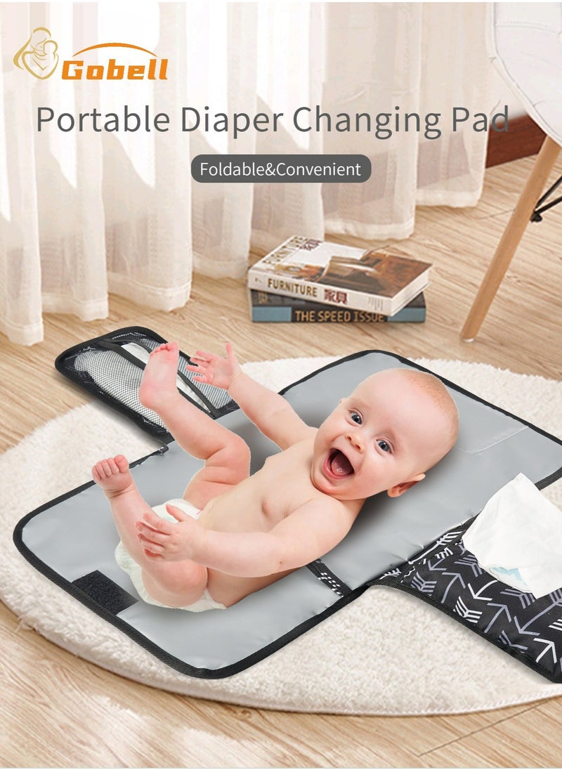 Gobell 3-layer Portable Diaper Changing Mat Hot-Sell  White Arrow Design Waterproof Diaper Changing Pad  - Image 2