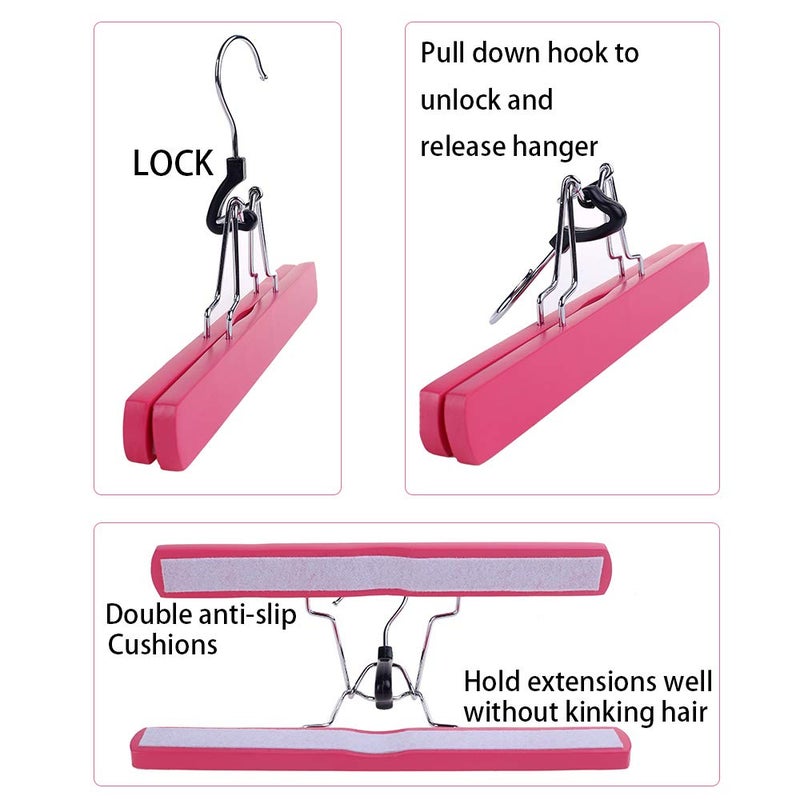 RJMBMUP 1 Pack Hair Extension Hanger with Storage Bag Wig Holder Storage Bag Bundles Hairpieces Ponytail Wig Carrier Case with Hanger for Store Style Hair Travel Pink Color - Image 4
