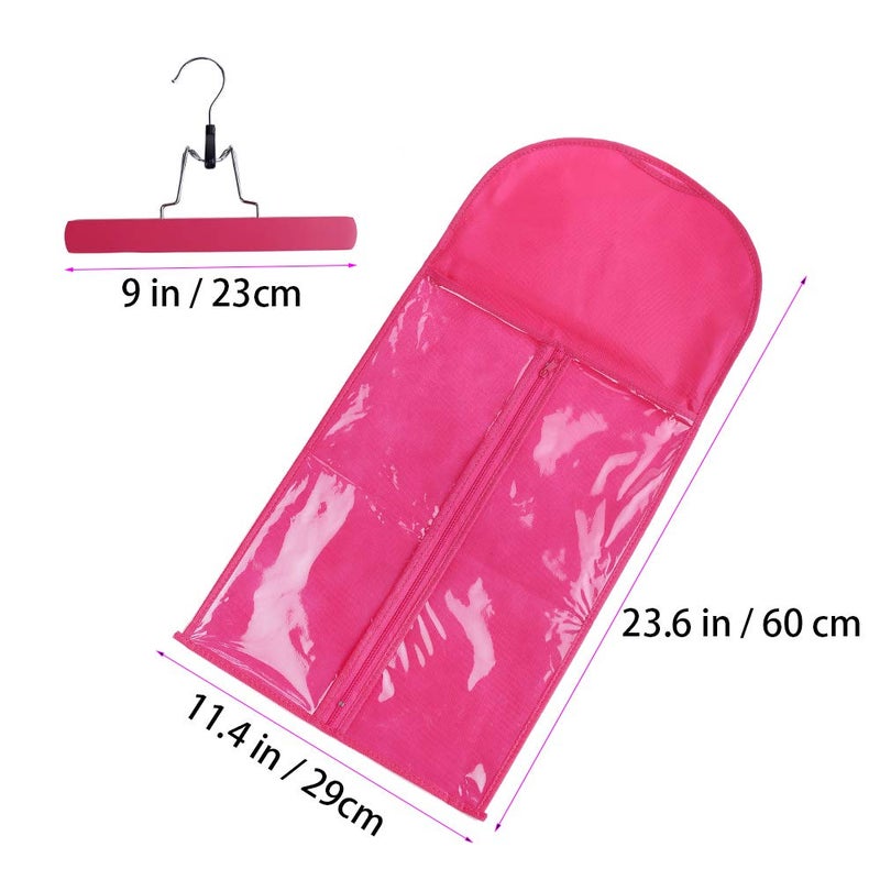 RJMBMUP 1 Pack Hair Extension Hanger with Storage Bag Wig Holder Storage Bag Bundles Hairpieces Ponytail Wig Carrier Case with Hanger for Store Style Hair Travel Pink Color - Image 3