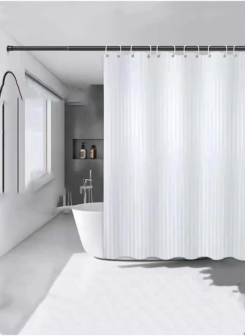 Kutis 1-Piece Modern Simple Waterproof Polyester Shower Curtain White 200x180 Centimeter  - Image 1