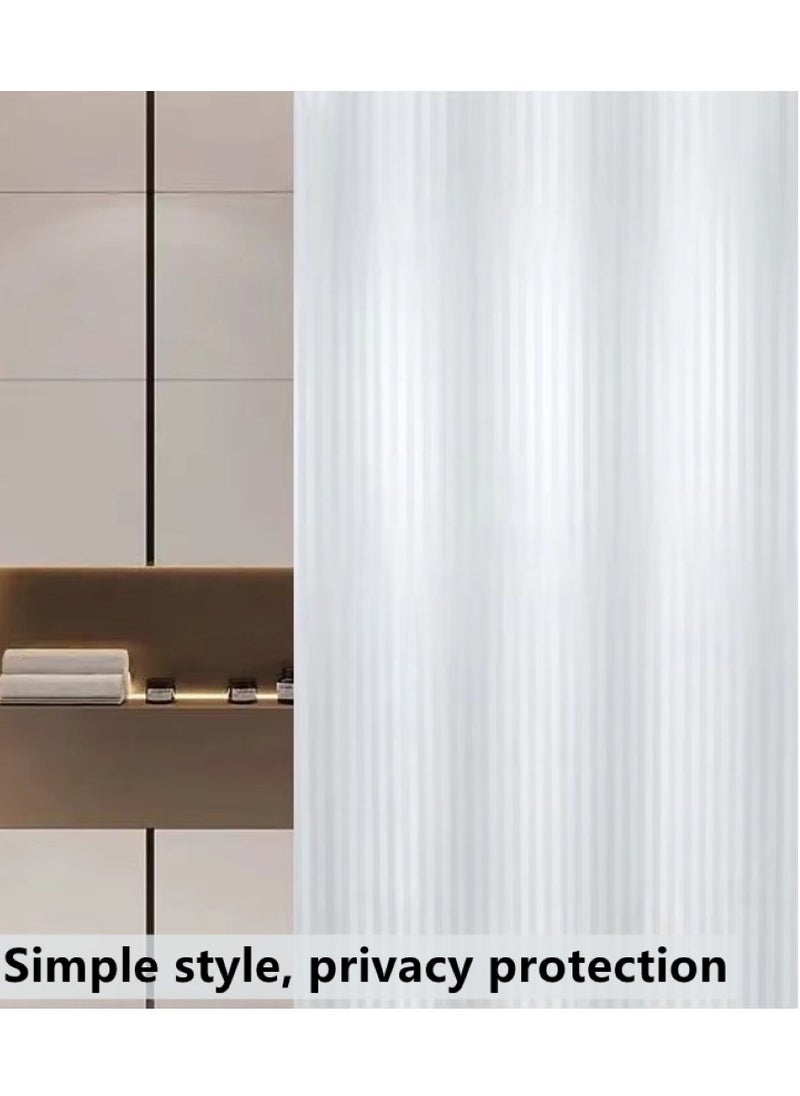Kutis 1-Piece Modern Simple Waterproof Polyester Shower Curtain White 200x180 Centimeter  - Image 3