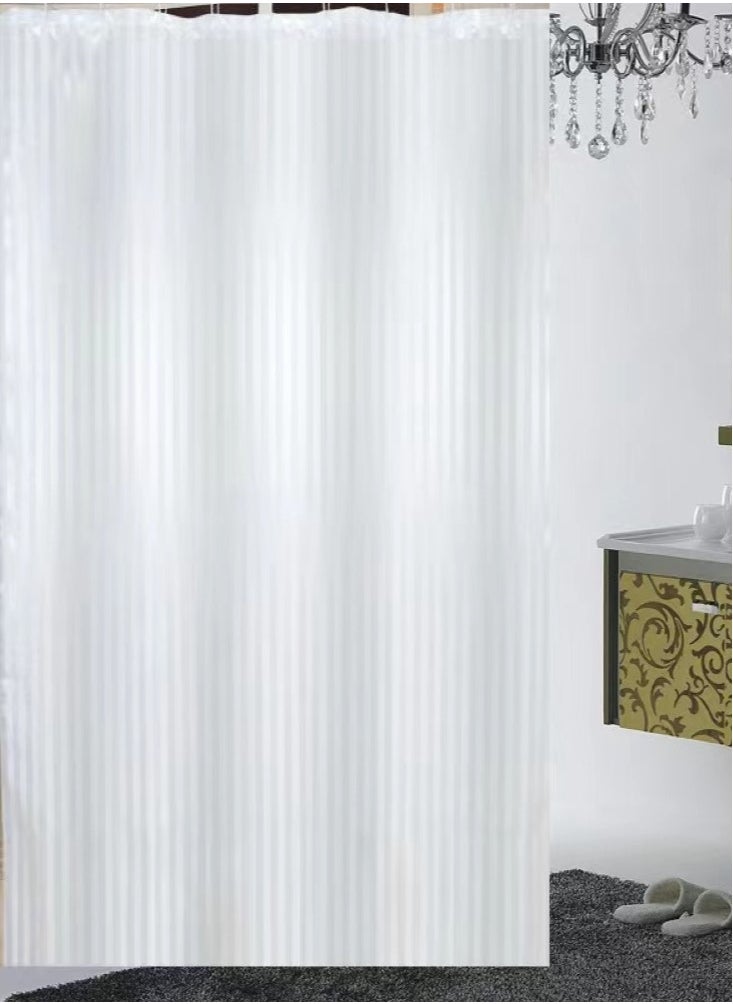 Kutis 1-Piece Modern Simple Waterproof Polyester Shower Curtain White 200x180 Centimeter  - Image 4