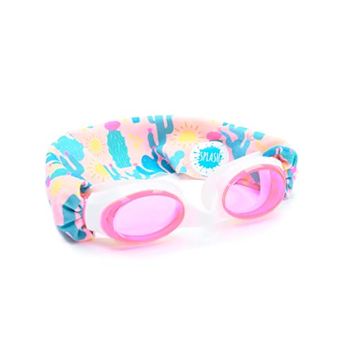 Splash Place KIDS SWIM GOGGLES with Fabric Strap - DESERT SUNSHINE | Fun, Fashionable, Comfortable - Tangle-Free, Swimming Goggles for Kids, Comfy Fabric Strap Goggles - Image 1