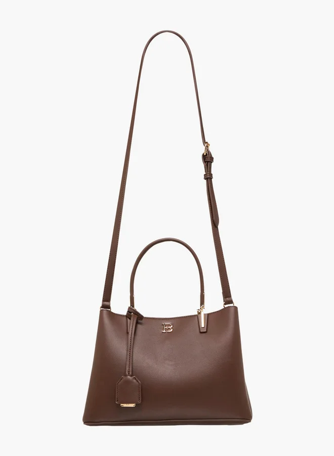 Flora Bella By Shoexpress Solid Tote Bag with Detachable Strap and Zip Closure
