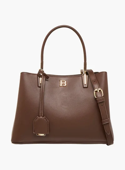 Flora Bella By Shoexpress Solid Tote Bag with Detachable Strap and Zip Closure
