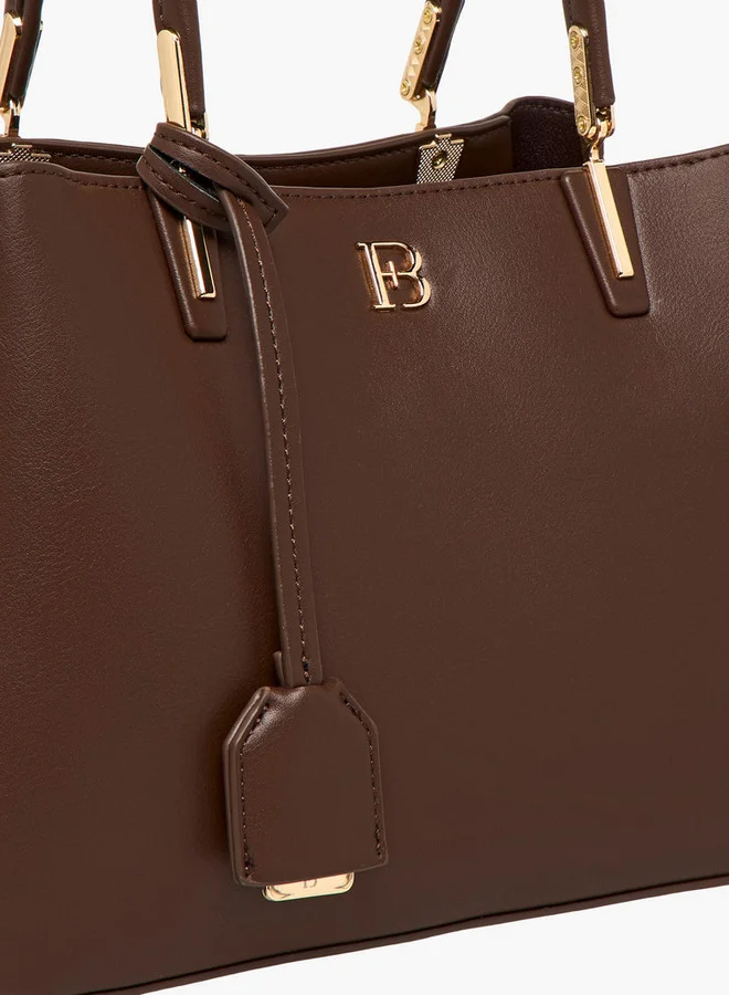 Flora Bella By Shoexpress Solid Tote Bag with Detachable Strap and Zip Closure