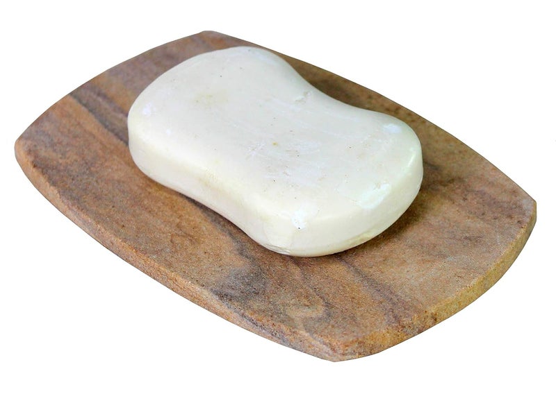 KLEO Natural Stone Soap Dish Made of Natural Water Absorbent Rainbow Stone - Unique soap Dish. - Image 1