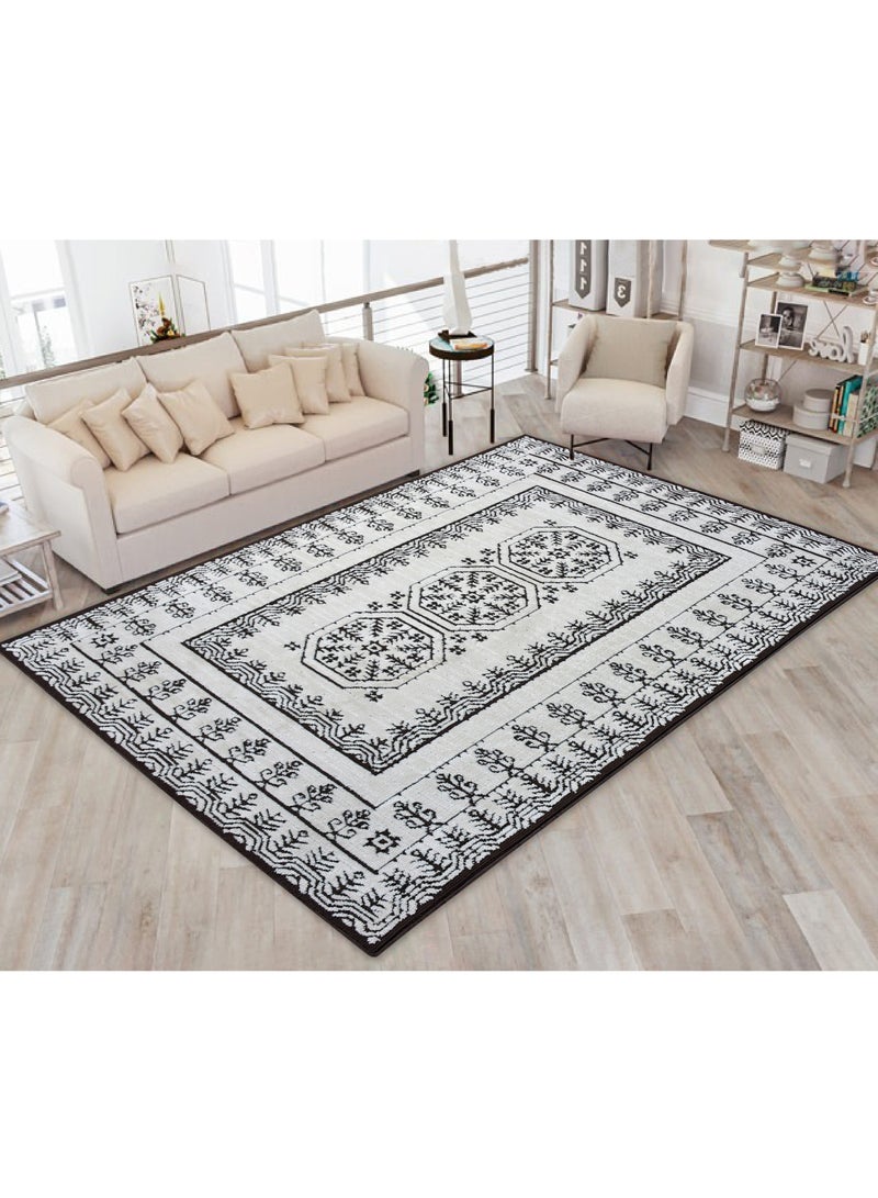 FLORA-Ivory Brown-150X230cm Anti skid Machine Tufted Thick Indian Rug - Image 1