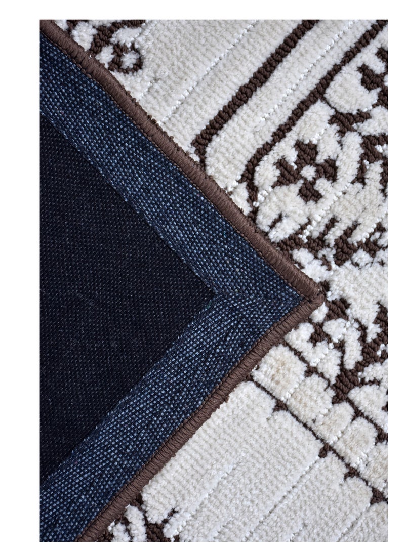 FLORA-Ivory Brown-150X230cm Anti skid Machine Tufted Thick Indian Rug - Image 3