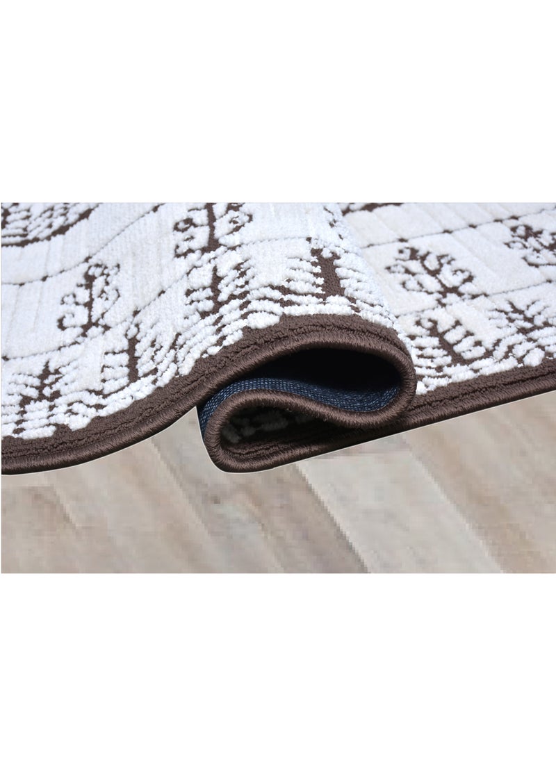 FLORA-Ivory Brown-150X230cm Anti skid Machine Tufted Thick Indian Rug - Image 5
