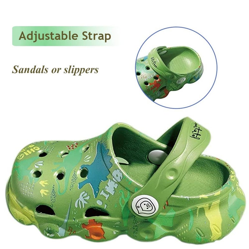 Fadezar Kids Cartoon Clogs Boys Girls Toddler Dinosaur Garden Shoes Slip On Beach Pool Shower Slide Sandals Green 7.5-8.5 Toddler - Image 4