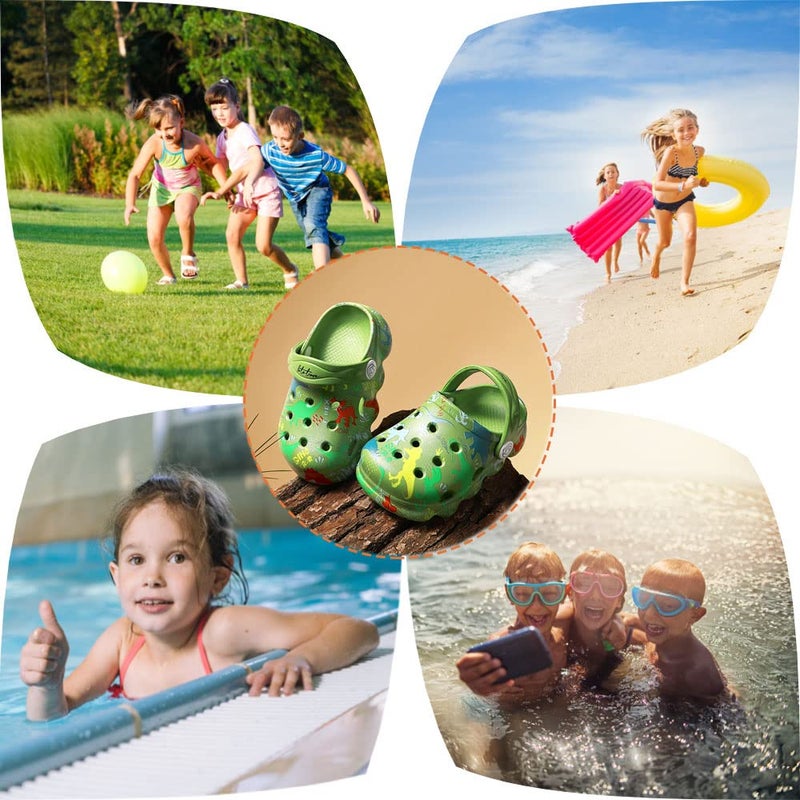 Fadezar Kids Cartoon Clogs Boys Girls Toddler Dinosaur Garden Shoes Slip On Beach Pool Shower Slide Sandals Green 7.5-8.5 Toddler - Image 2