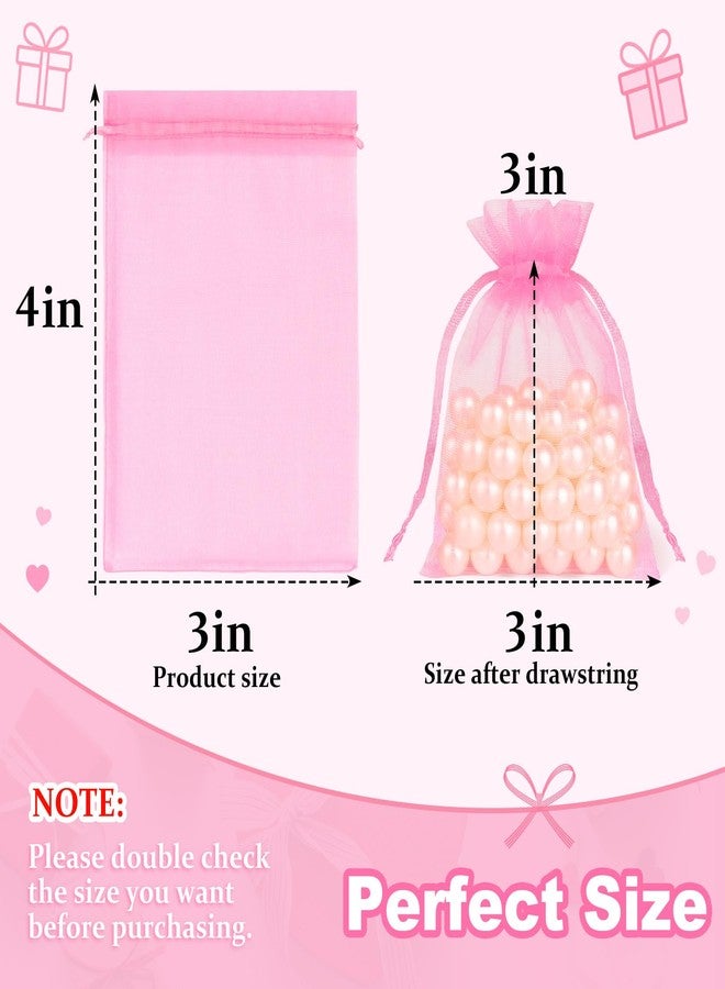 Crweety 50 Pcs, Organza Packaging Bags (Pink, 3 x 4 Inch) - Image 2