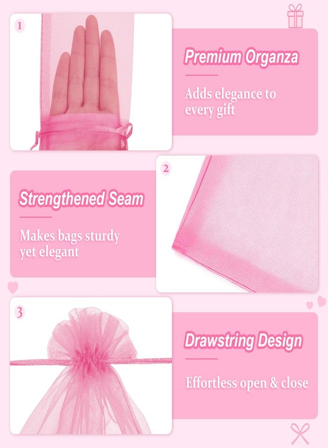 Crweety 50 Pcs, Organza Packaging Bags (Pink, 3 x 4 Inch) - Image 4