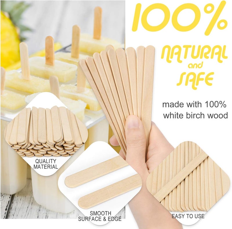 Magicfly 1000 قطعة من أعواد المصاصة، أعواد خشبية طبيعية من الدرجة الغذائية، 4-1/2 بوصة، أعواد آيس كريم رائعة بكميات كبيرة لمشاريع الحرف اليدوية، تزيين المنزل - Image 4