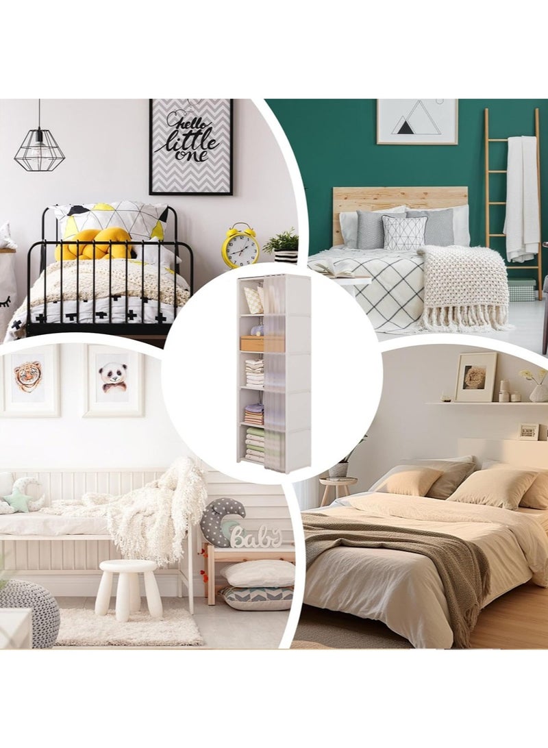 6-layer portable fabric wardrobe, large capacity wardrobe storage rack with curtain, suitable for bedroom and living room - Image 5