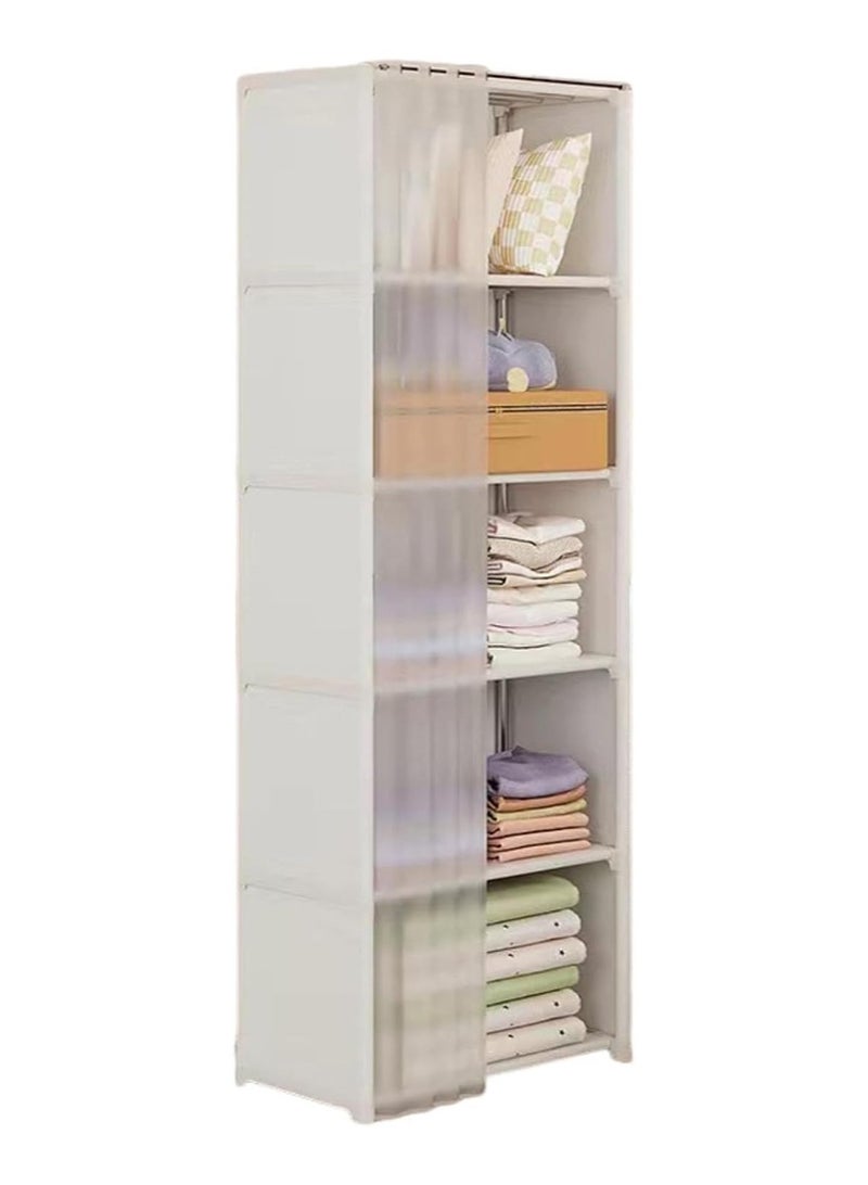 6-layer portable fabric wardrobe, large capacity wardrobe storage rack with curtain, suitable for bedroom and living room - Image 1