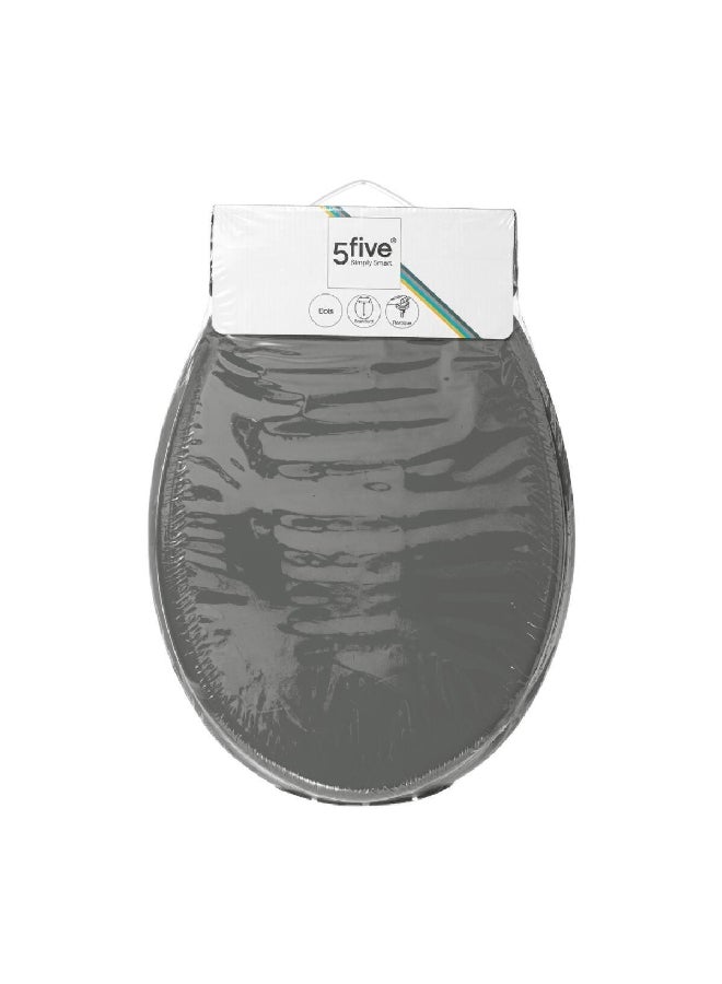 Five Simply Smart Toilet Seat with Lacquered Wooden Cover Grey 36 x 5 x 48 cm 116804 - Image 3