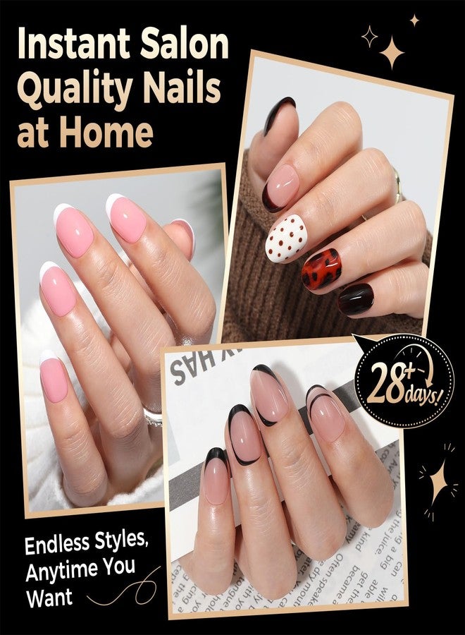 Luckyfairy 504 Pcs Short Oval Round False Nails Preformed Gel Nail Tips 15 Sizes Semi Matte Almond Acrylic No Filing Nail Extension at Home - Image 3