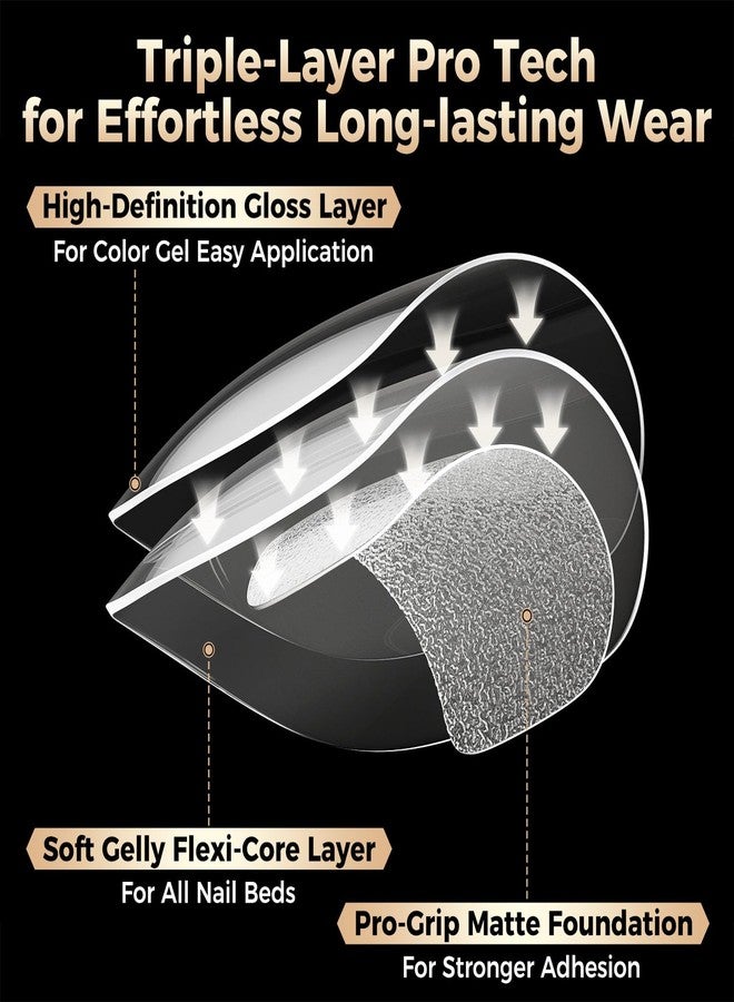 Luckyfairy 504 Pcs Short Oval Round False Nails Preformed Gel Nail Tips 15 Sizes Semi Matte Almond Acrylic No Filing Nail Extension at Home - Image 5