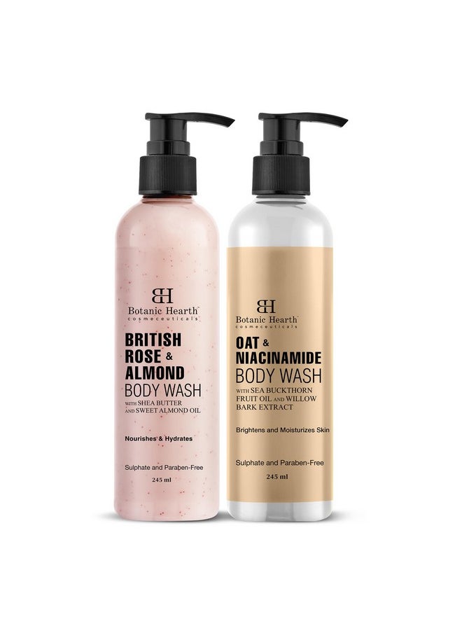 Botanic Hearth Botanic Hearth Oat Niacinamide and British Rose Almond Body Wash 245 ml each  - Image 1