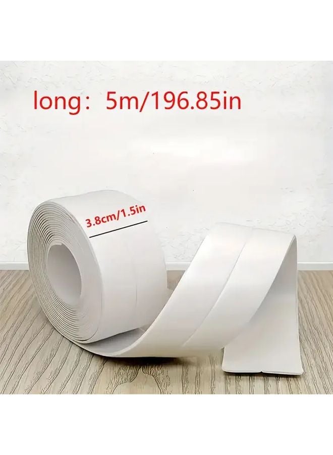 White 1 5 Inch x 196 85 Inch Self Adhesive Waterproof Seal Strip Tape 5m Heavy Duty for Bathroom Kitchen Sink Shower Bathtub - Image 1