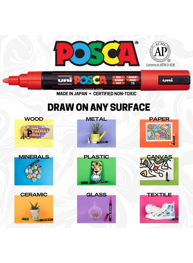 POSCA 15 Posca Paint Markers, 3M Fine Posca Markers of Acrylic Paint Penswith Reversible Tips | Posca Pens for Art Supplies, Fabric Paint, Fabric Markers, Paint Pen, Art Markers - Image 3