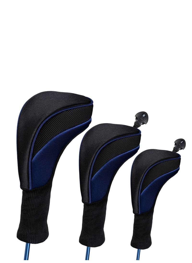 KASTWAVE 3pcs Thick Neoprene Hybrid Golf Club Protevtive Head Cover Headcovers with Interchangeable Number Tags Protective Covers  - Image 1